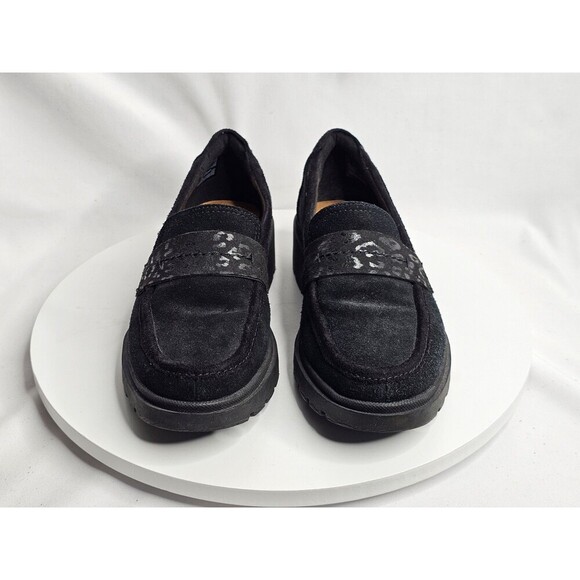 Clarks Collection Leather Suede Loafers Calla Ease Black Leopard Women’s Size 6 - Picture 4 of 8